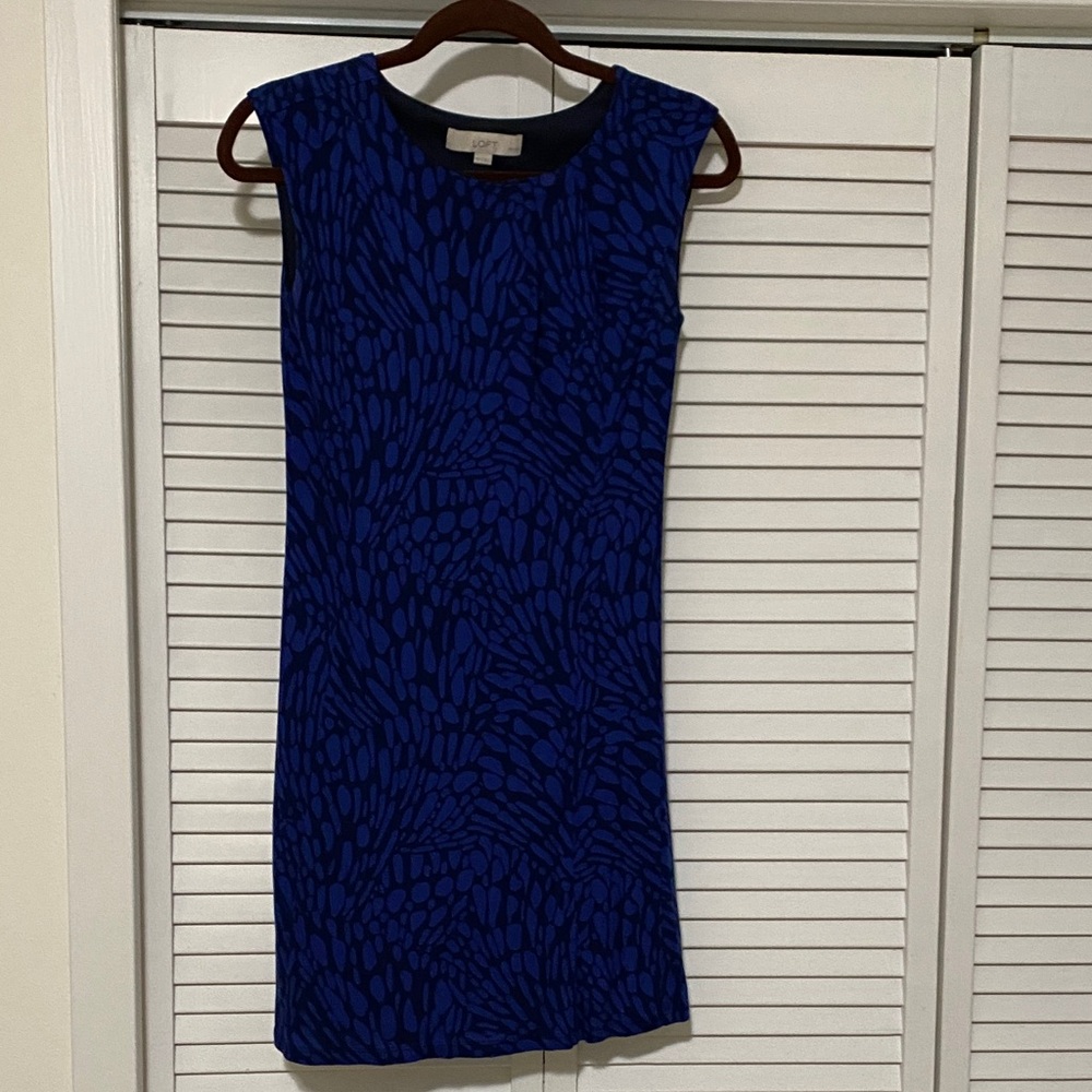 LOFT Navy Abstract Mini Dress